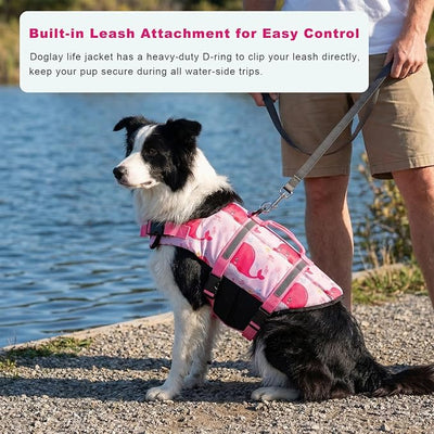 Doglay Dog Life Jacket, Dog Life Vest for Swimming Boating, Adjustable Puppy Life Jacket with Reflective Stripes, Superior Buoyancy Pet Swimming Vest for Small Medium and Large Dogs