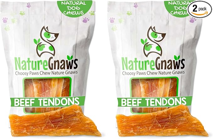 Nature Gnaws Beef Paddywack Tendons for Dogs 5-6" (10 Count) - Long Lasting for Aggressive Chewers - Natural Beef Dog Chew Bones - Rawhide Free (Pack of 2)