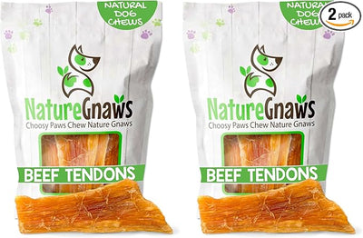 Nature Gnaws Beef Paddywack Tendons for Dogs 5-6" (10 Count) - Long Lasting for Aggressive Chewers - Natural Beef Dog Chew Bones - Rawhide Free (Pack of 2)
