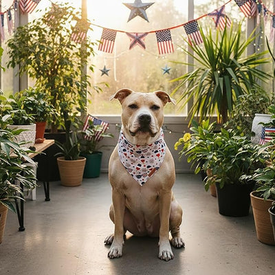 PTDECOR American Flag Dog Bandana Ice Cream Flag Patterns, 4th of July Pet Scarf, Reversible Triangle Patriotic Bandanas for Medium Large Dogs Pets (Large)