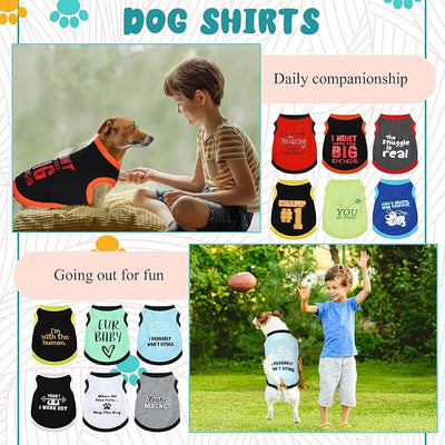 12 Pieces Dog Shirts Pet Printed Clothes with Funny Letters Summer Pet T Shirts Cool Puppy Vest Breathable Dog Outfit Soft Cat Sweatshirt for Chihuahuas Cats Accessories, 12 Styles(X-Large)