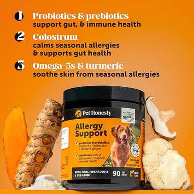 Max Strength Dog Allergy Relief Immunity Chews - Extra Strength Itch Relief - Paw Chewing, Licking & Scratching - Severe Seasonal Allergies Support with Colostrum, Zinc & Mushrooms (Chicken, 90 Ct)