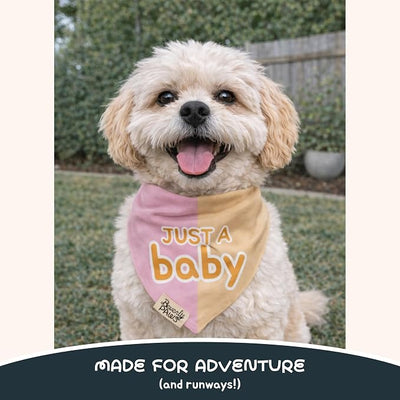 Funny Snap-On Dog Bandana for Small Medium Large Pets, Dogs Cats Adjustable Handkerchief Scarf for Girl & Boy, Cute Puppy Apparel & Accessories (Just A Baby, Small)