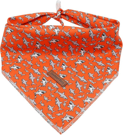 Lionheart Glory Bandana Kerchief - Washable Soft Scarf, Shark Square Adjustable for Girl or Boy, Medium Large Dogs - 1 Pack