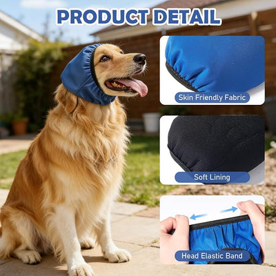 Dog Ear Covers for Bath Swimming, Waterproof Ear Wrap for Dogs, Pet Ear Muffs for Grooming Noise Protection, Elastic Calming Ear Caps (S)
