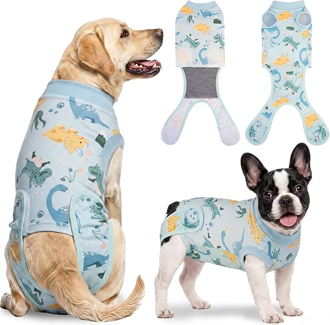Recovery Suit for Dogs Cats, Dog Surgery Suit for Female Spay Male Neuter | Anti-Licking Dog Cone Alternative Onesie, Dog Surgical Recovery Suit After Abdominal Wounds, Green, X-Large