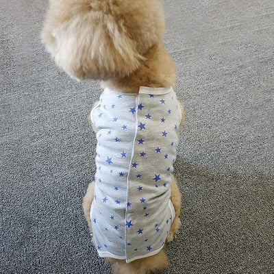 Dog’s Recovery Suit Post Surgery Shirt for Puppy, Wound Protective Clothes for Little Animals(Grey Stars-m)