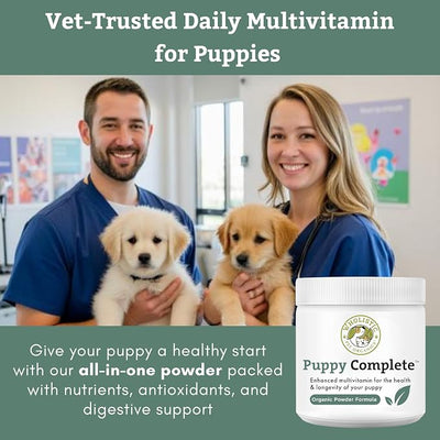 Wholistic Pet Organics Puppy Vitamins - Dog Multivitamin Powder - Daily Dog Vitamins and Supplements for Homemade Food - Immune System, Skin, Coat & Overall Health - All Breeds of Puppies - 45 Scoops