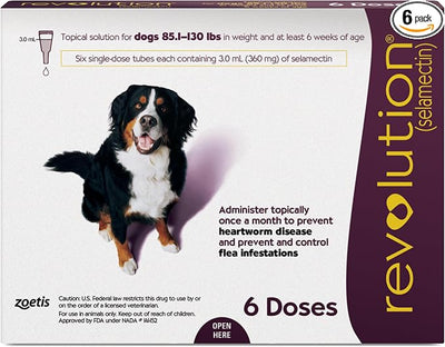 Revolution (selamectin) Topical Solution for Dogs, 85.1-130 lbs (Plum), 6 Tubes