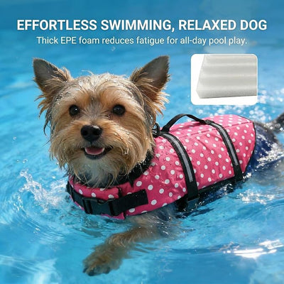Doglay Dog Life Jacket with Rescue Handle, Dog Life Vest for Swimming Boating, Adjustable Reflective Puppy Swim Vest with Superior Buoyancy for Small Medium Large Dogs