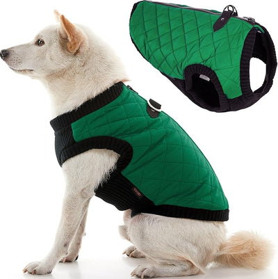 Gooby Fashion Vest Dog Jacket - Green, Small - Warm Zip Up Bomber Vest with Dual D Ring Leash - Winter Water Resistant Small Dog Sweater