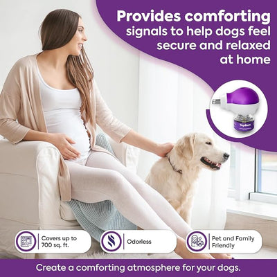 TopSum Calming Diffuser for Dog: Dog Pheromones Calming Diffuser Plug for Stress, Barking, Chewing, Pee Accidents & Separation Behaviors (Purple– 4 Refills)