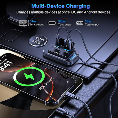 USB Outlet Panel 4-Pack - 54W Fast Charging Type-C PD 36W + USB-A QC 3.0 18W 12V/24V Surface Mount for RV Marine Truck Bus Golf Cart