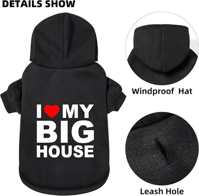 Dog Sweater Dog Hoodie Cold Weather Coat Hooded Sweatshirt for Puppies,Cats, Small Medium Large Dogs (Black(House), Small)