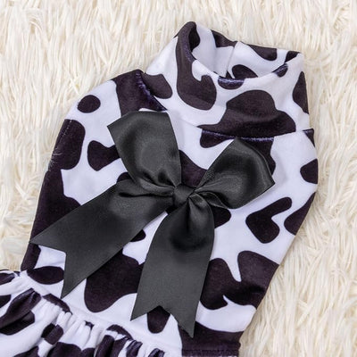 CuteBone Turtleneck Dog Velvet Dress Puppy Skirt Costume Pet Clothes Cat Apparel with Bow Hair Rope for Small Dogs CVD07XS