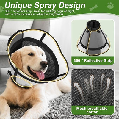 Cone for Dogs – Soft Elizabethan Collar for Large, Medium & Small Dogs | Post-Surgery Recovery, Anti-Licking, Adjustable & Lightweight Dog Cone Alternative (Black,L)