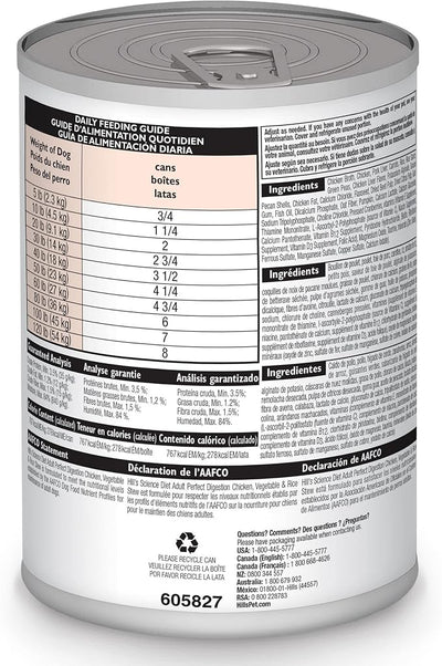 Hill's Science Diet Adult 1-6 Perfect Digestion Wet Dog Food, Chicken, Vegetable, & Rice, 12.8 oz. Cans, 12-Pack