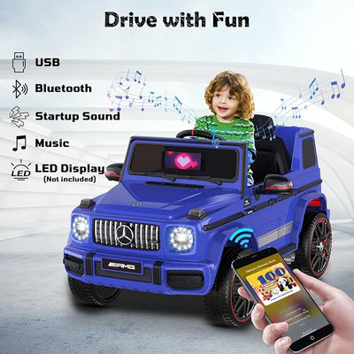 ANPABO Licensed Mercedes-Benz G63 Car for Kids, 12V 7AH Ride on Car w/Parent Remote Control, LED Headlights, Music Player & Horn, Soft Start, Low Battery Prompt, Kids Electric Car, Blue