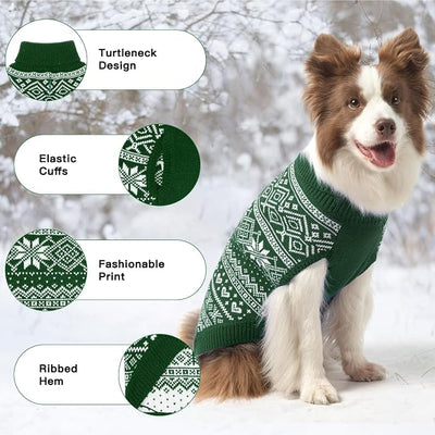 HOMIMP Argyle Dog Sweater - Warm Winter Coat for Small, Medium & Large Dogs, Soft Ugly Sweater for Boys & Girls, Green