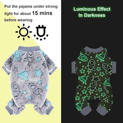 Sebaoyu Dog Pajamas for Small Dogs, Glow in Dark Tie Dye Unicorn Doggy Sweater, Super Soft Velvet Material Chihuahua Yorkie Tiny Doggie Clothes Outfits (Grey, X-Small)