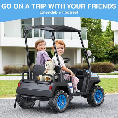 LIGIANT 24V Ride on Car for Big Kids, 4-Seaters Kids Golf Cart, Max. Capacity: 264 Lbs(4 Kids), 4WD Kid's Car w/Remote Control, Detachable Awning, Spring Suspension, Music/Story/Power Display