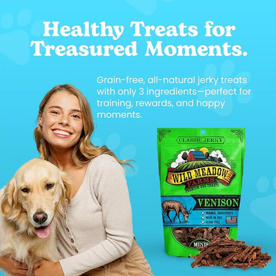 Classic Venison Minis, Soft Jerky Training Treats for Dogs, Grain-Free, All-Natural & Perfectly Sized for Training, High-Value Rewards in a Convenient 3.5 Ounce Pouch