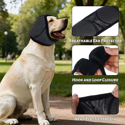 Rbenxia Dog Ear Muffs Dog Quiet Ear Cover for Hematoma, Bathing, Drying, Swim& Noise Anxiety, No Shake Ear Wrap for Grooming Reusable Dog Ear Protection for Calming (Grey, Medium)
