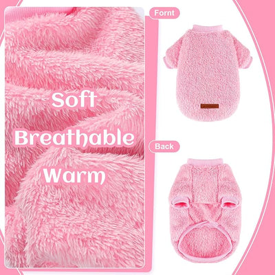 Dog Sweater Sweaters for Small Dogs Girl Purple Fleece Clothes Winter Soft Thickening Warm Puppy Boy Teacup Yorkie Chihuahua (S,Pink)