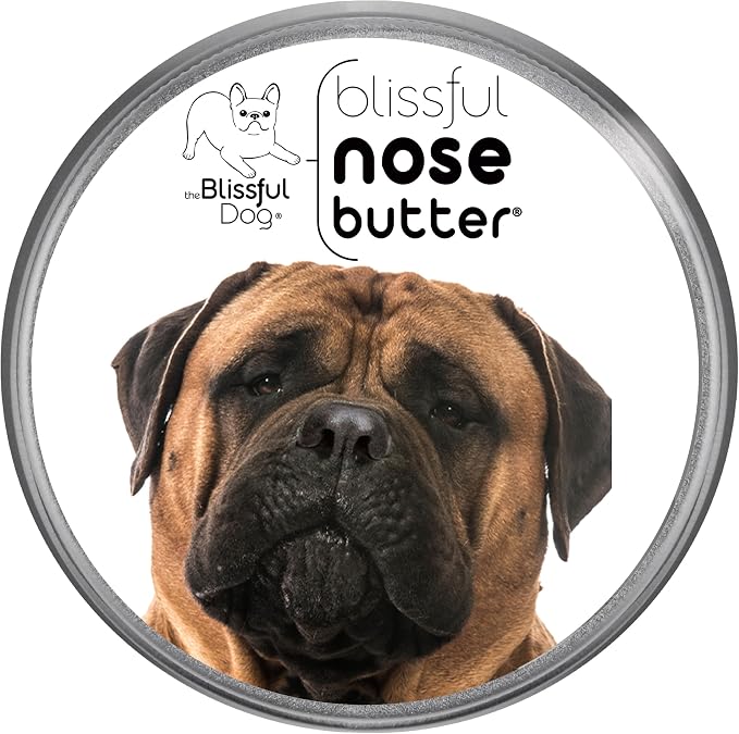 The Blissful Dog Bullmastiff Nose Butter for Dry, Cracked Skin, Lick-Safe Dog Nose Balm with Moisturizing Shea Butter, Almond, Olive, and Essential Oils, Pet Supplies, Uncented, 4 oz.