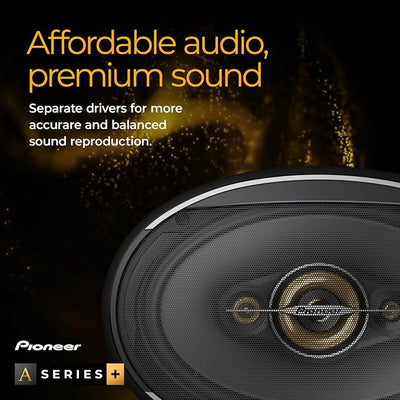 Pioneer A-Series Plus TS-A1081F 4” 2-Way Speakers (Pair) – 230W Max, Balanced Sound + Smooth Treble, Enhanced Bass, Great Stock Replacement