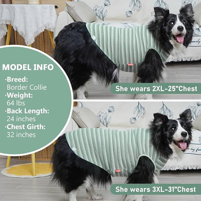 KYEESE 2Pack Waffle Dog Shirts, Lightweight Sleeveless Dog T Shirts for Large Dogs Boy Girl, Breathable Pet Vest Comfortable Tank Top Soft Dogs Clothes for Daily Wear, Green+Striped, 3XL