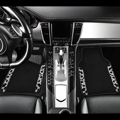 CAR PASS Bling Cow Car Mats Rhinestones Diamond Waterproof Floor Mat Crystal Sparkly Shining Glitter Carpet Anti-Slip PVC Heel Pad, Universal Fit Automotive SUV,Sedan,4pcs Girly Women, Cow Diamond
