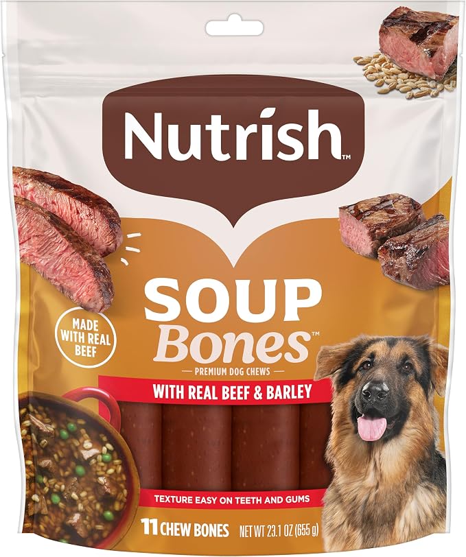 Nutrish Soup Bones Premium Dog Chews with Real Beef and Barley, 11 Chews, Packaging May Vary (Rachael Ray)