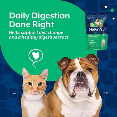 NaturVet – Digestive Enzymes - Plus Probiotics & Prebiotics – Helps Support Diet Change & A Healthy Digestive Tract – for Dogs & Cats – 10 oz Powder