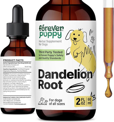 Forever Puppy Dandelion Root Drops for Dogs, 2 oz | Liquid Liver Health Supplement, For Large, Medium & Small Dogs, Dandelion Root Extract, Third Party Tested