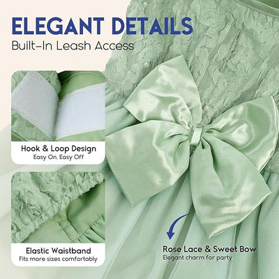 ASENKU Small Dog Dress Pet Wedding Dress Princess Lace Puppy Birthday Party Outfit Formal Apparel Girl for Only Small Medium Dogs Cats (Large, Green)