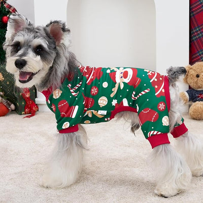 XPUDAC 4 Pack Christmas Dog Pajamas Comfy Dog Clothes for Small Medium Dogs Girl Boy Holiday Pet Outfit Winter Puppy Jumpsuits Pet Pjs Apparel, L