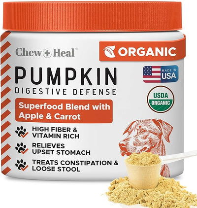 Organic Pumpkin Powder for Dogs - 4 oz w/ 5cc Scoop - Digestive Support & Fiber for Dogs - Natural Dog Food Additive for Dog Constipation Relief & Pumpkin Puree Substitute