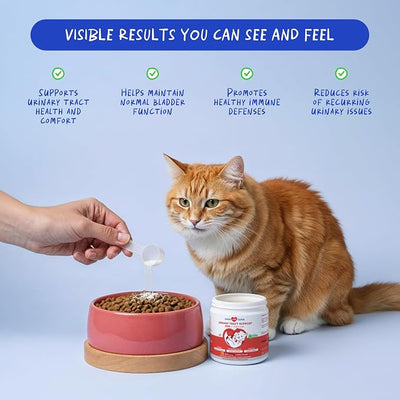 Cranberry for Cats Powder - UTI, Bladder Health & Incontinence | Cranberry powder for cats. Supports UTI relief, bladder health & urinary tract function. Helps with stones & incontinence.