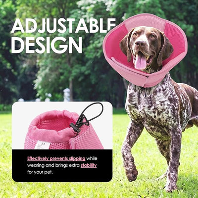 AOFITEE Dog Cone - Soft Dog Cone Collar to Stop Licking, Adjustable Comfy Cones for Dogs After Surgery, Foldable Cones for Dogs Elizabethan Pet E-Collar for Medium Pets, Pet Recovery Collar, Pink M
