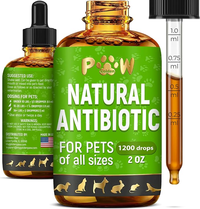 Dog Antibiotics for Infections, Kennel Cough, Wounds, UTIs, Allergies, Itching – Natural Antibiotics for Cats to Support Skin, Coat, & Digestion – Liquid Form for Oral Use – All Pet Ages – 2 oz