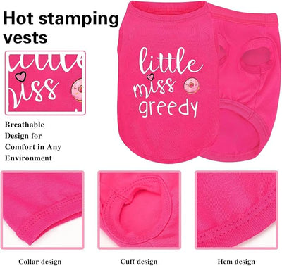 Pink Cotton Dog Shirt with 'Little Miss Princess' Print, Soft & Breathable Pet Apparel for Small to Large Dogs, All-Season Sleeveless Vest, Cute and Comfortable Dog Outfit.Pink Crown XL