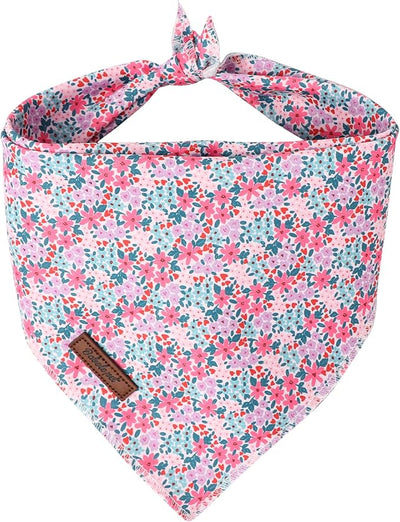 Floral Dog Bandana - Soft Spring Summer Wildflowers Dog Neck Scarf, Cute Pet Bib for Puppy Kitten, Kawaii Photo Dogs Cats Prop for Daily Use Parties & Pet Photography S