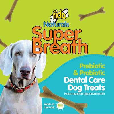 Fido Super Breath Dental Care Bones for Dogs, Medium - 8 Count - Fresh Breath Dog Dental Treats for Medium Dogs - Plaque & Tartar Control - Made in USA
