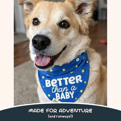 Funny Snap-On Dog Bandana for Small Medium Large Pets, Dogs Cats Adjustable Handkerchief Scarf for Girl & Boy, Cute Puppy Apparel & Accessories (Better Than A Baby, Large)