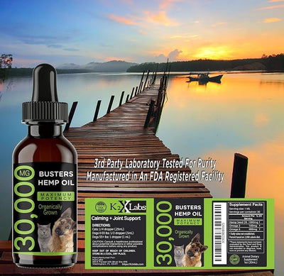 Busters Organic Hemp Oil 2Pack, 2Months Supply Treats for Dogs and Cats Perfect Ratio Omega 3 and 6 Made in USA Hip and Joint Health, Natural Relief, Calming