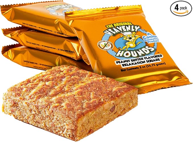 Heavenly Hounds Peanut Butter Chews - Anxiety Relief for Dogs - Natural Ingredients - No Hemp Calming Snacks, 2 Oz - Pack of 4