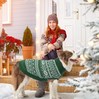 HOMIMP Dog Sweater Argyle - Warm Winter Clothes Puppy Soft Coat, Ugly Dog Sweater for Small Medium and Large Dogs, Pet Clothing Boy Girl, Green XL