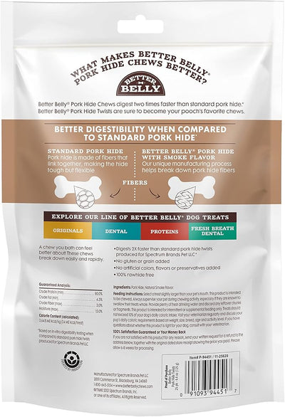 Better Belly Highly Digestible Rawhide Twist Sticks Chews, Treat Your Dog to a Chew with NO Artificial Colors or Flavors 25 Count (Pack of 24)
