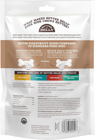 Better Belly Highly Digestible Rawhide Twist Sticks Chews, Treat Your Dog to a Chew with NO Artificial Colors or Flavors 25 Count (Pack of 1)